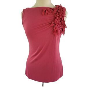 Anne Klein Pink Sleeveless Boat Neck Tank with Dimensional Shoulder Detail SZ M